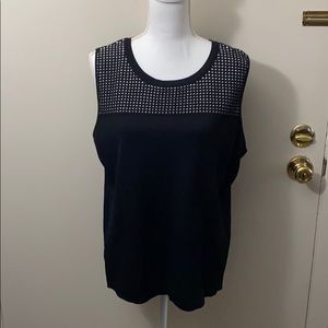 Calvin Klein Black white dot sleeveless top